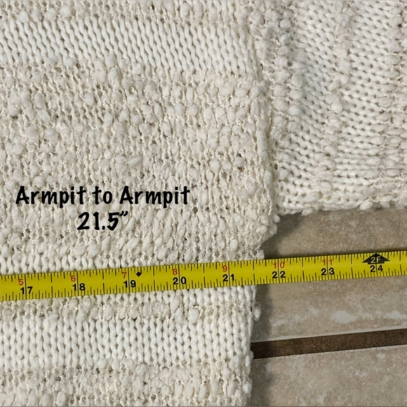 Mesh + Lace Cream Colored Knit Cardigan size Large - Picture 7 of 8